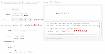 setting lencana google+