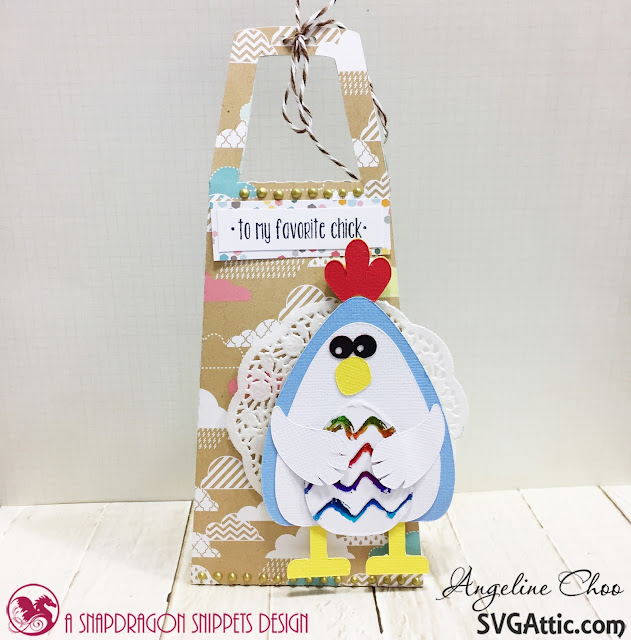 ScrappyScrappy: My Favorite Chick with SVG Attic #svgattic #scrappyscrappy #jgwcottontailbunny #giftbag #papercraft #easter #thermoweb #foil #rainbowfoil #trendytwine #nuvodrop