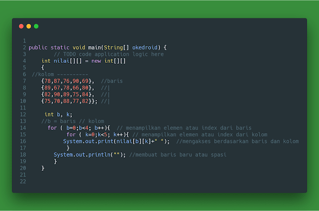 Contoh Array 2 Dimensi Java