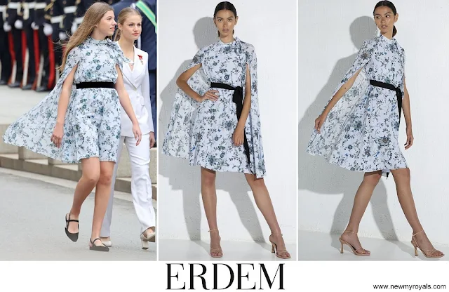 Infanta Sofia wore Erdem Verdie floral silk cape mini dress blue