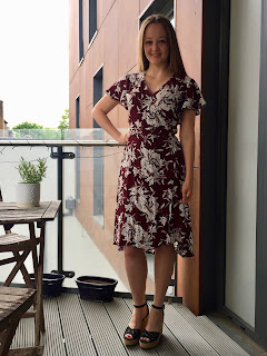 Maroon Floral Viscose Sew Over It Eve Wrap Dress