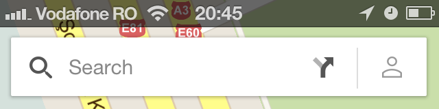 Google Maps shows data behind the iPhone system bar