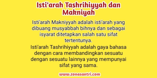 contoh isti'arah makniyah dan tashrihiyyah