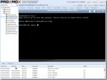 screen-lxc-console