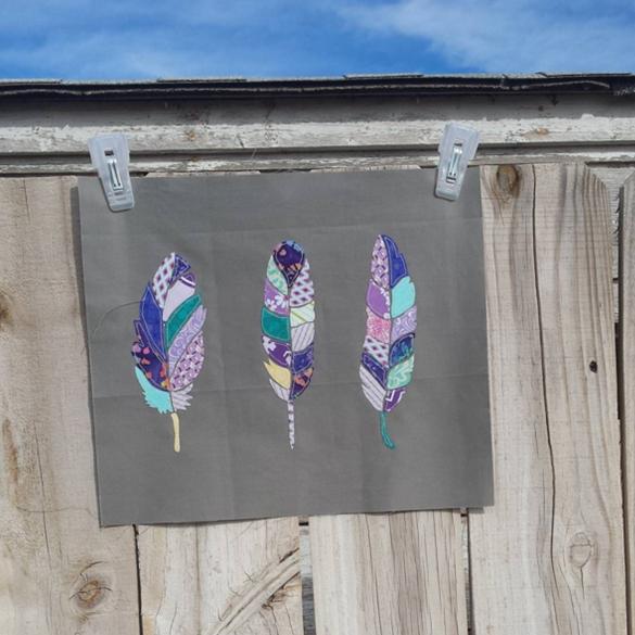 purple feather quilt block