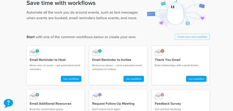Automated workflows in Calendly