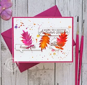 Sunny Studio Stamps: Comic Strip Speech Bubbles Dies Elegant Leaves Beautiful Autumn Card by Vanessa Menhorn