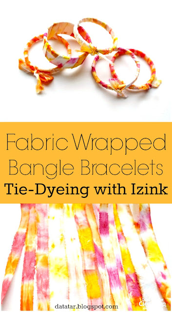 Izink Tie-Dyed Fabric Wrapped Bangle Bracelts Tutorial by Dana Tatar