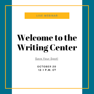 Welcome to the Writing Center webinar advertisement