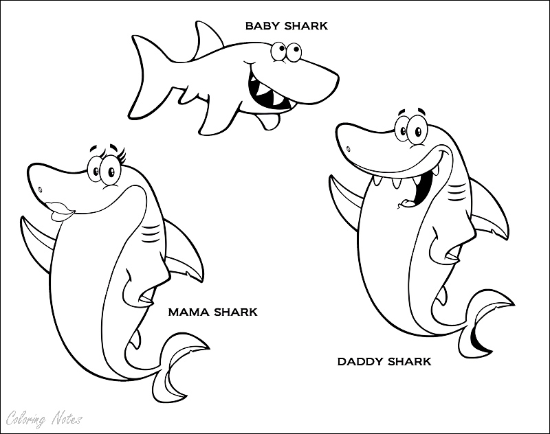 Baby Shark Coloring Pages Family Tree Printable For Kids