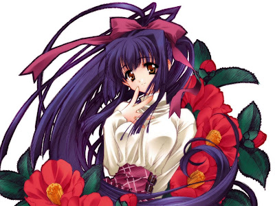 Japanese Anime girl in red flowers