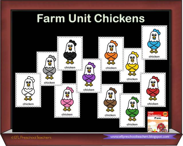 chicken Flashcard in every color