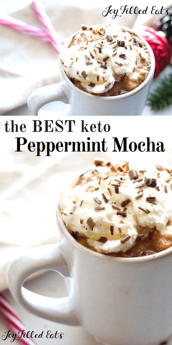 A warm, decadent peppermint mocha is my favorite way to warm up on a cold winter day!  Perfectly chocolaty, with a hint of coffee and a touch of cool mint this Keto Peppermint Mocha Recipe is going to knock your wool socks off!