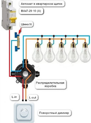 схема подключение стандартного диммера 
