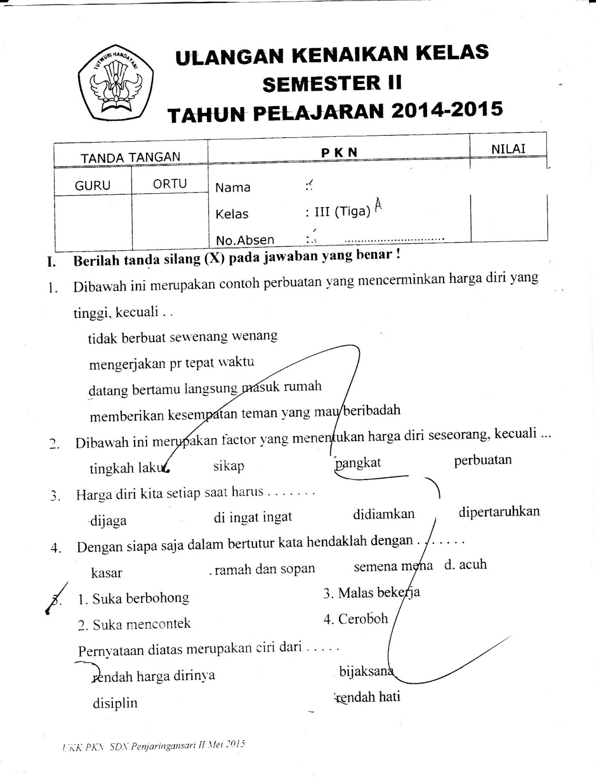 UKK PKN Kelas3 Semester Genap TA 2014 2015