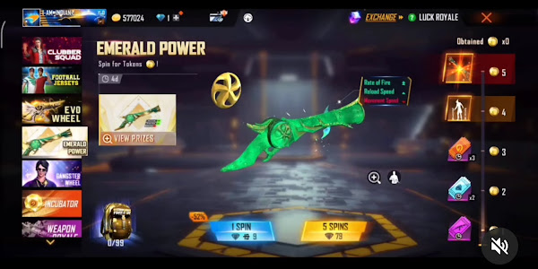 Garena Free Fire New Event Token Tower M1887 Gun Skin Emrald