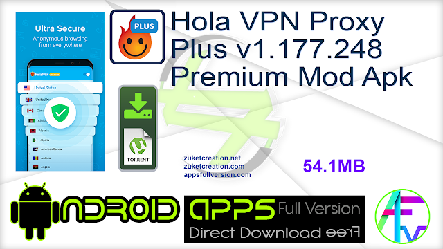 Hola VPN Proxy Plus v1.177.248 Premium Mod Apk Free Download