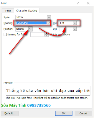 Tăng khoảng cách giữa các chữ trong Word