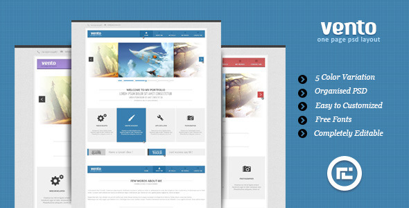 Vento - Single Page Portfolio PSD Layout - Portfolio Creative