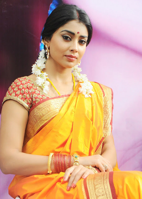 Shriya Saran Latest Pictures Yellow Saree