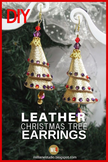 Jewelled Leather Christmas Tree Earrings Inspiration Sheet