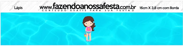 Etiquetas de Fiesta en la Piscina para Niña Morena para imprimir gratis.