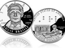 Limited Edition 2009 Louis Braille Bicentennial Silver Dollar