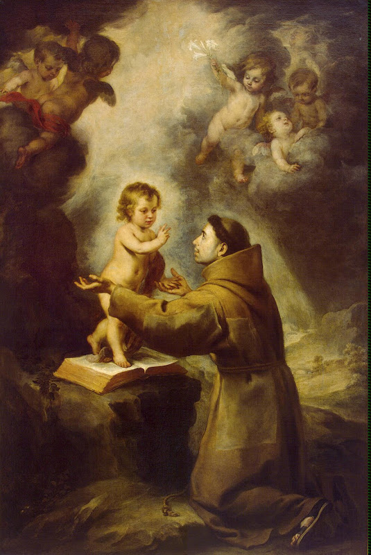 Vision of St Antony of Padua by Bartolome Esteban Murillo - Christianity, Religious Paintings from Hermitage Museum