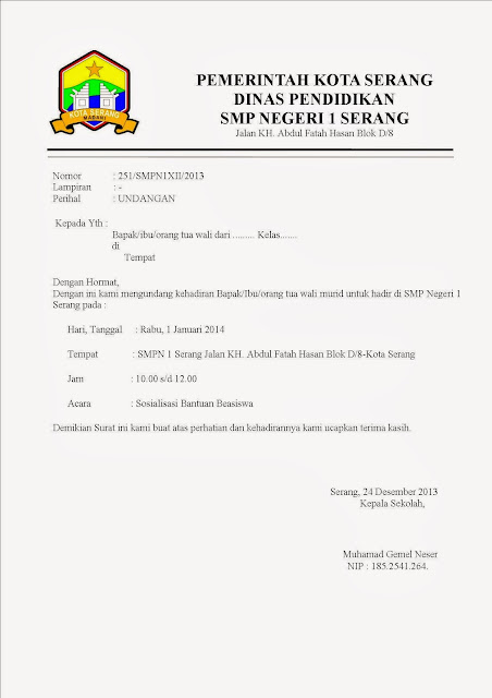 Contoh Surat Resmi Sekolah ~ KESAMBET