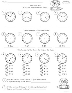 FREE TIME Worksheet to 5 Minutes