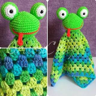 PATRON GRATIS MANTA DE APEGO RANA DE CROCHET