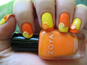 Orang and Lemon Colours Fruit nail art design1