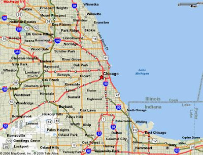 Chicago map showing roads