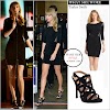 WHAT SHE WORE: Taylor Swift wore black mini dress with sheer insets and black strappy sandals in Las Vegas on April 8