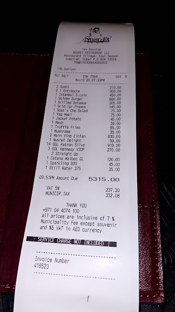 Nusr.Et Dubai - Ronke Tiamiyu shows of $5315.00 receipt