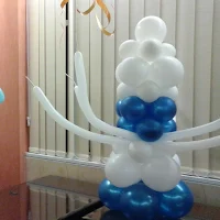 balon lampion / balon gantung biru dan putih bening