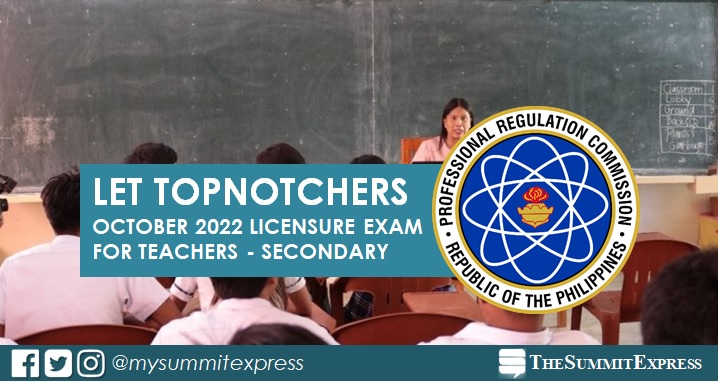 Top 10 Passers Secondary: October 2022 LET Teachers board exam
