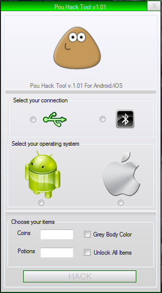 Pou Hack Tool 2013 v1.01 Free for Android, iOS