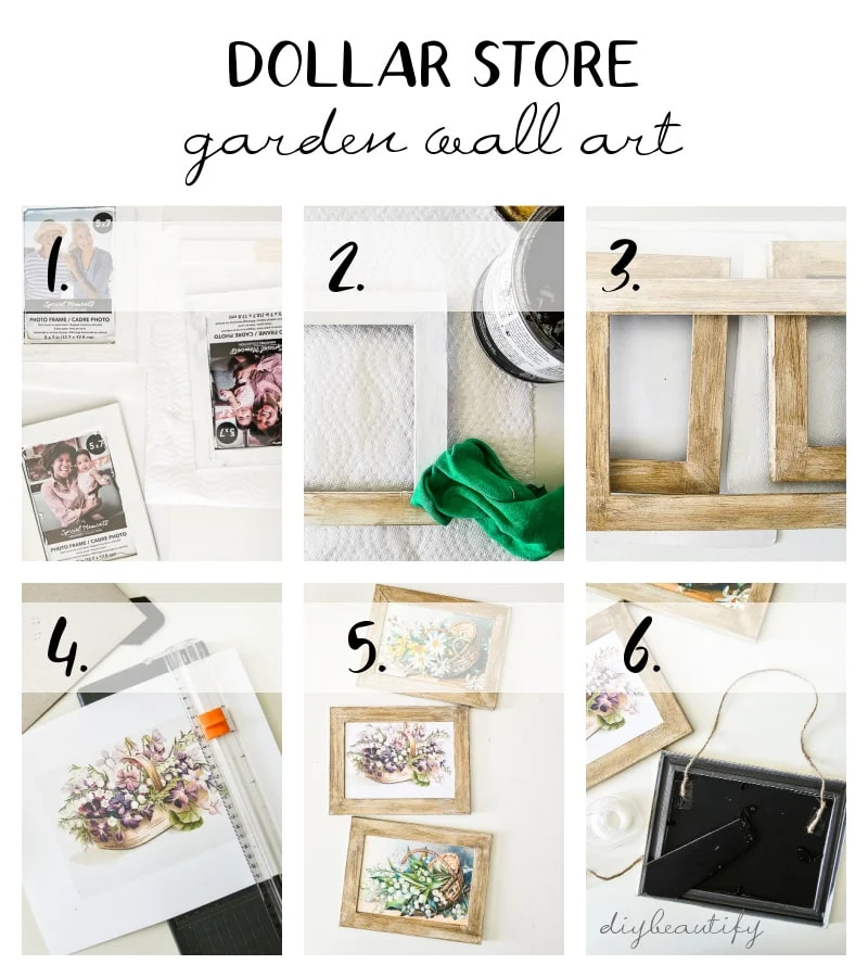 steps to make garden theme dollar store wall art