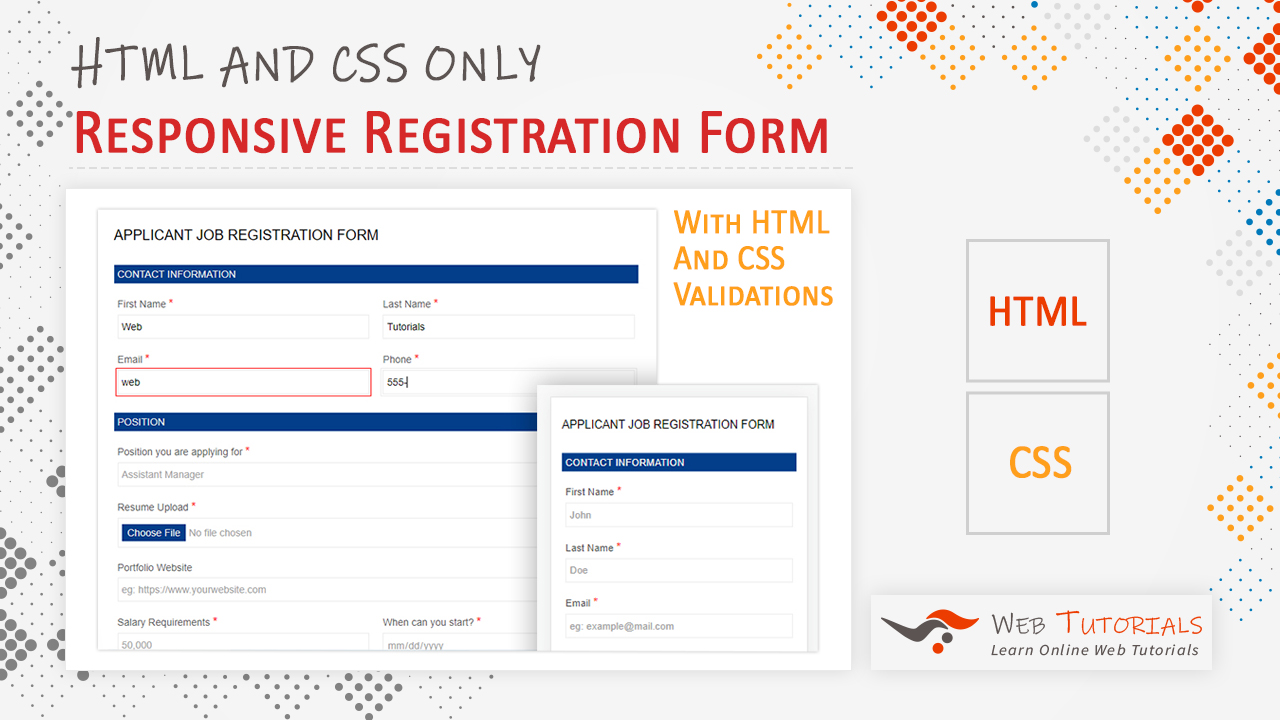 Registration Form in HTML and CSS