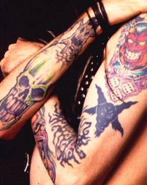 Marilyn Manson Red Devil And Black Goat Head Tattoos
