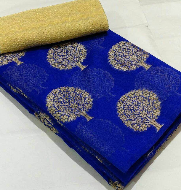 Chanderi silk tree design saree