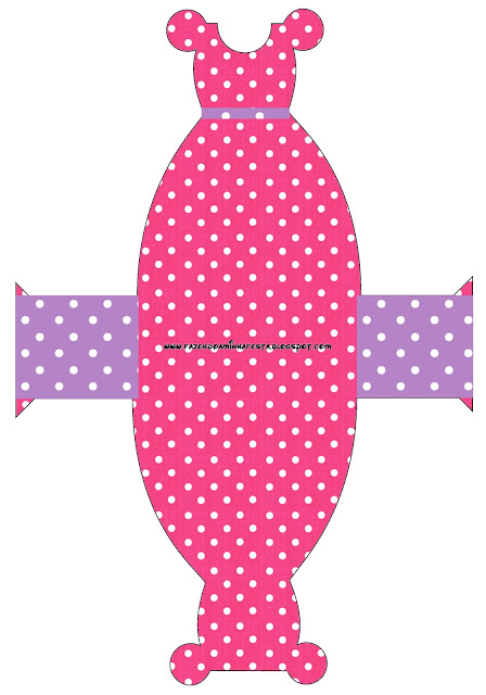 Pink, Purple and White Polka Dots Free Printable Dress Box.