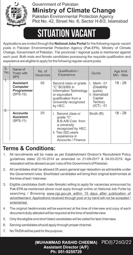 Ministry of Climate Change Jobs May 2023 Advertisement
