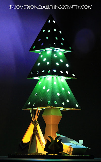 Pine Tree Paper Camping Scene Lamp and | Camp Lamp | SVGCuts