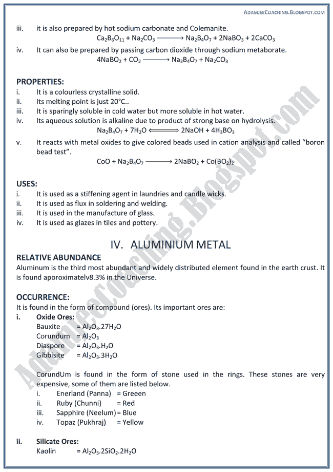 XII Chemistry Notes - P Block Elements