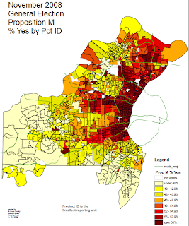 Map of Precinct Results: Yes on M