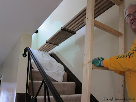 wood ladder, wood platform, paint stairs, house, how to