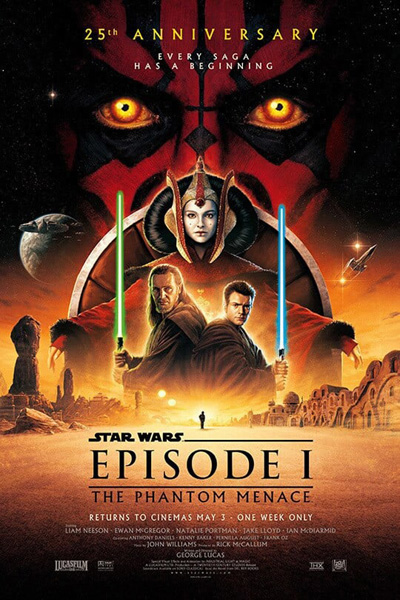 The theatrical poster for STAR WARS: EPISODE I - THE PHANTOM MENACE.