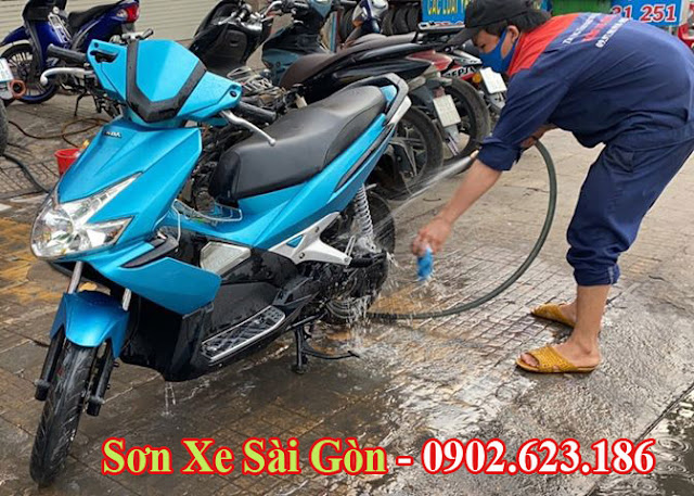 Sơn xe Air Blade màu xanh ngọc nổi bật cực đẹp